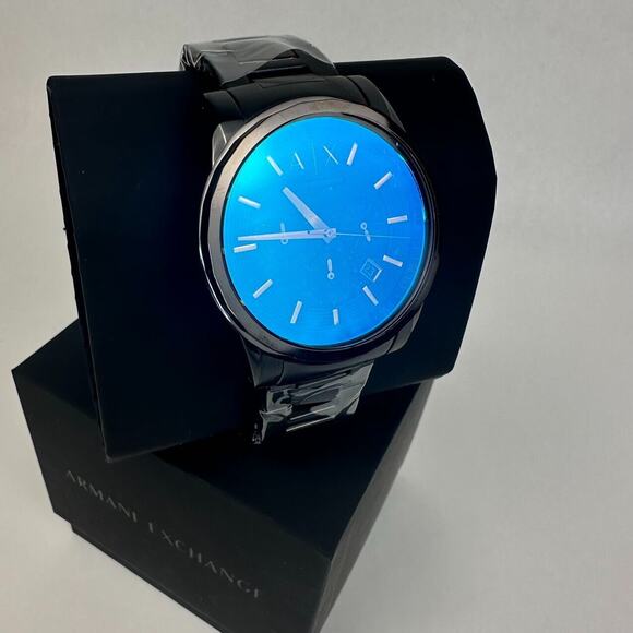 New Armani Exchange Men's Chronograph Date Blue Dial Black Band Watch AX2513 - Picture 1 of 13
